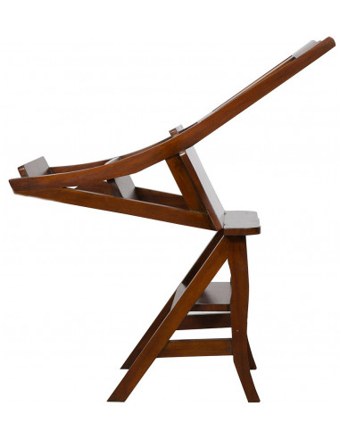 Sedia scala in massello di mogano finitura noce 44x38x90 cm Sedia scala in massello di mogano finitura noce 44x38x90 cm