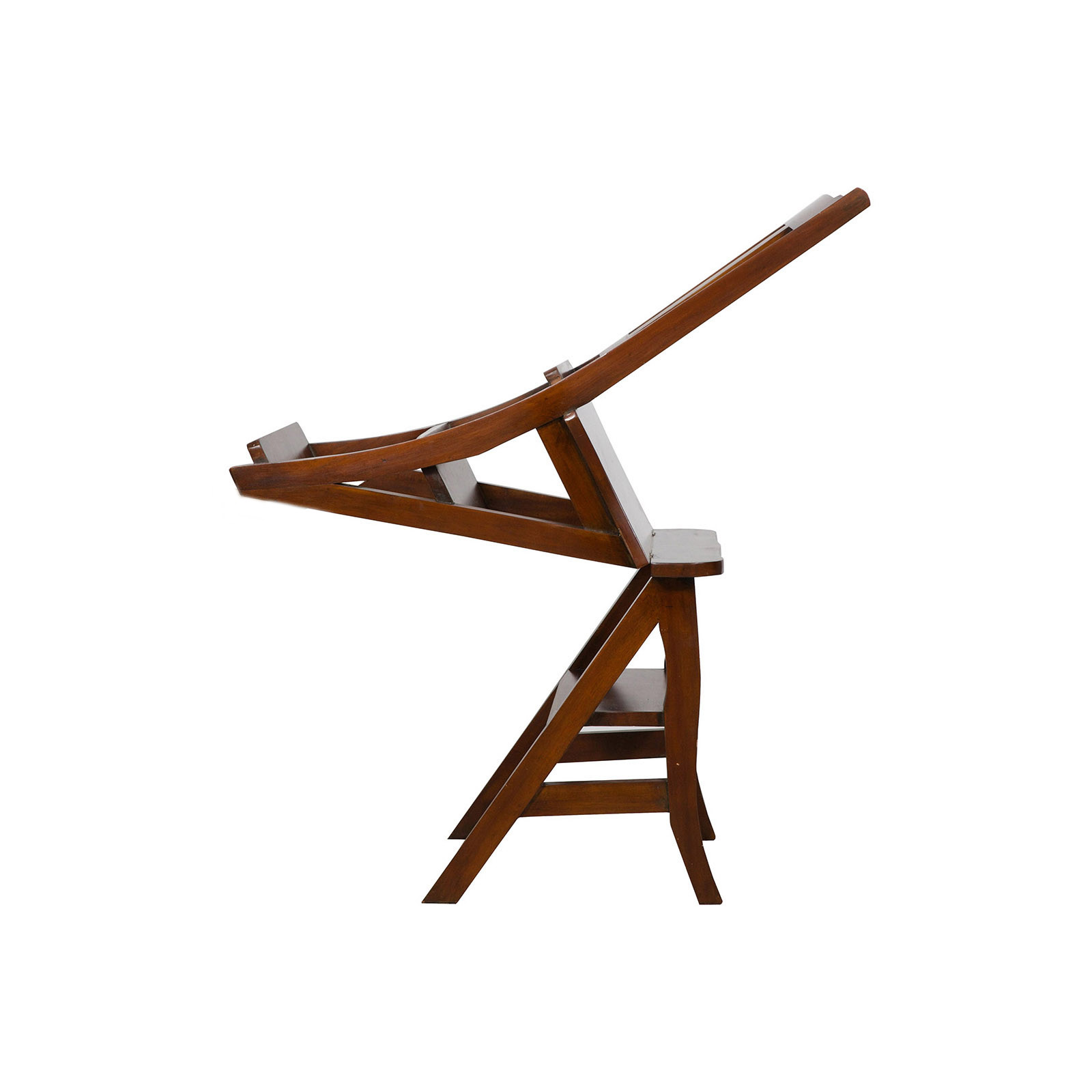 Sedia scala in massello di mogano finitura noce 44x38x90 cm Sedia scala in massello di mogano finitura noce 44x38x90 cm