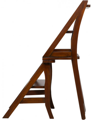 Sedia scala in massello di mogano finitura noce 44x38x90 cm Sedia scala in massello di mogano finitura noce 44x38x90 cm