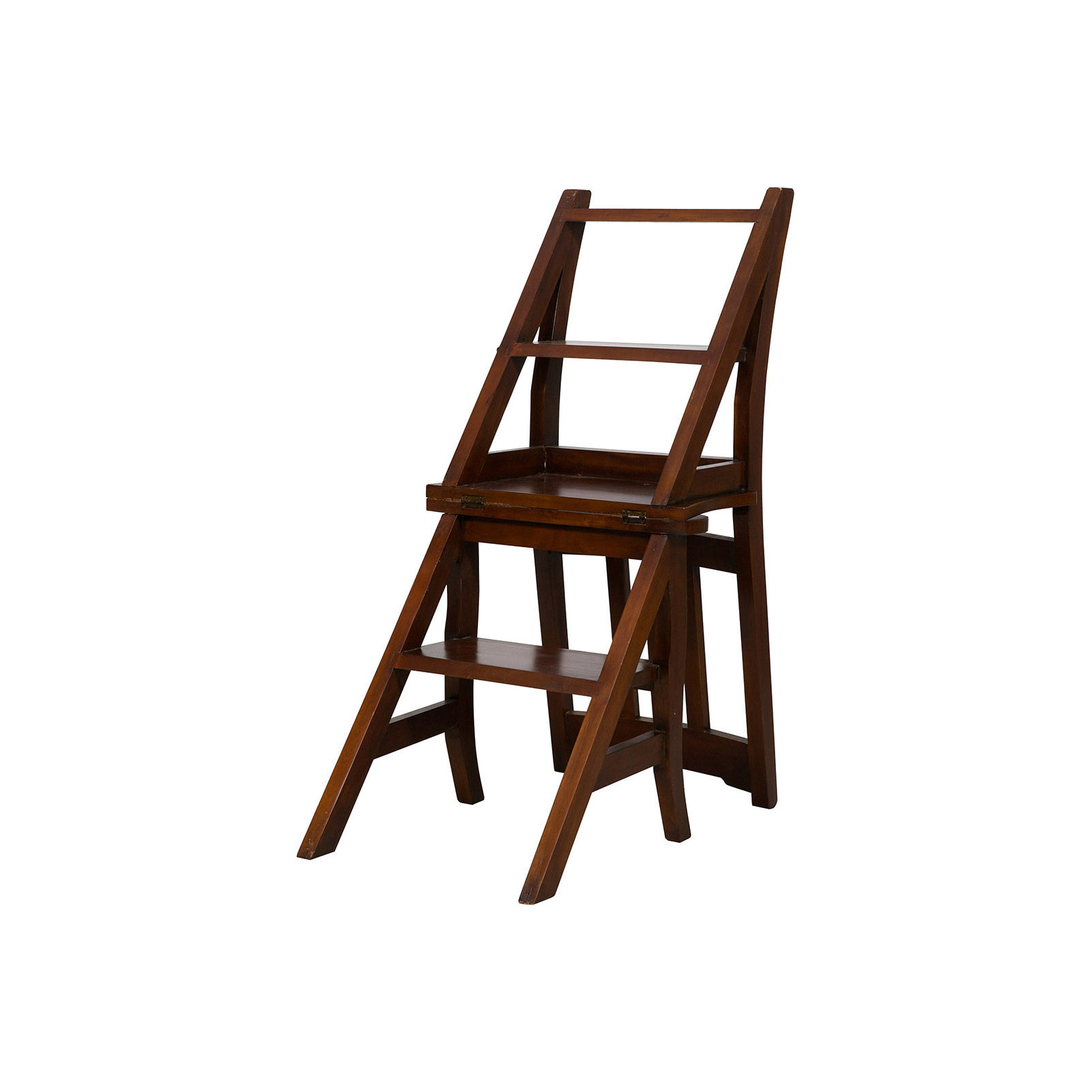 Cadeira escada em mogno maciço com acabamento em nogueira 44x38x90 cm Cadeira escada em mogno maciço com acabamento em nogueira 44x38x90 cm