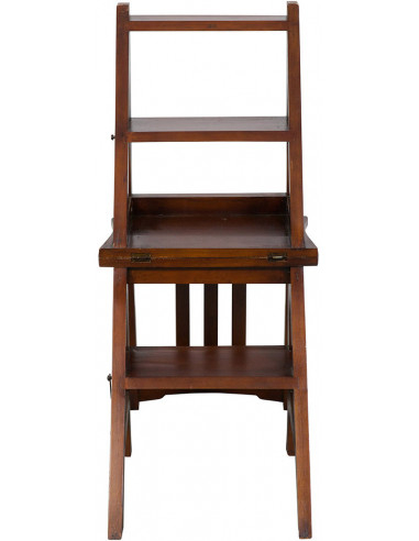 Sedia scala in massello di mogano finitura noce 44x38x90 cm Sedia scala in massello di mogano finitura noce 44x38x90 cm