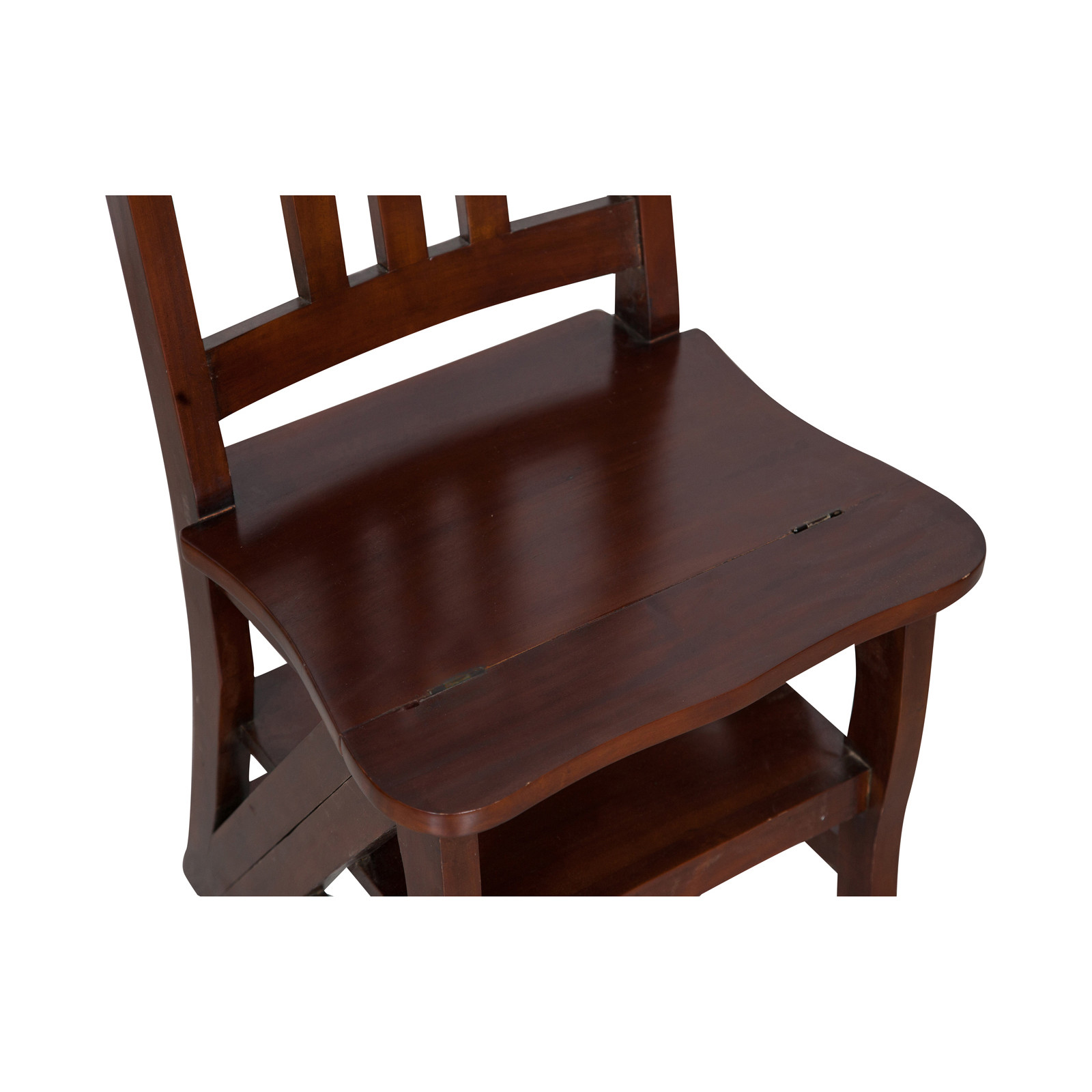 Sedia scala in massello di mogano finitura noce 44x38x90 cm Sedia scala in massello di mogano finitura noce 44x38x90 cm