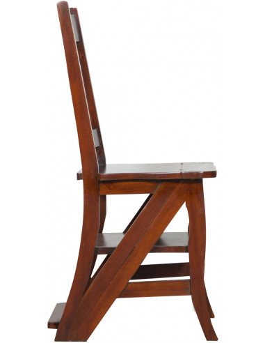 Sedia scala in massello di mogano finitura noce 44x38x90 cm Sedia scala in massello di mogano finitura noce 44x38x90 cm