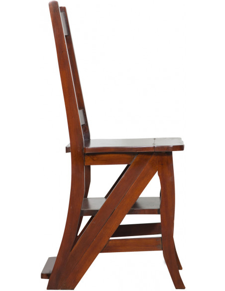Cadeira escada em mogno maciço com acabamento em nogueira 44x38x90 cm Cadeira escada em mogno maciço com acabamento em nogueira 44x38x90 cm
