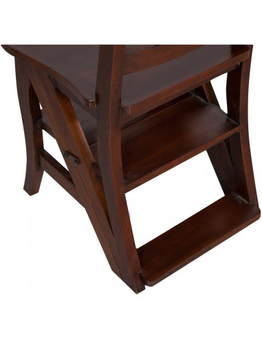 Cadeira escada em mogno maciço com acabamento em nogueira 44x38x90 cm Cadeira escada em mogno maciço com acabamento em nogueira 44x38x90 cm