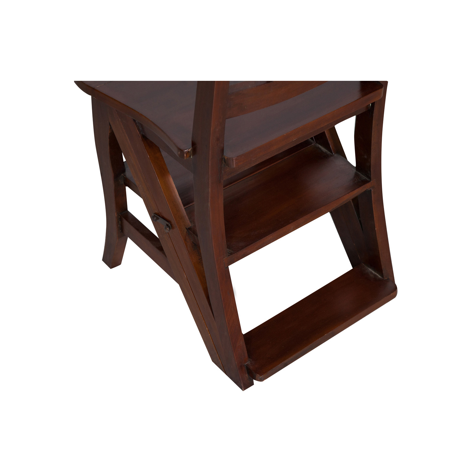 Sedia scala in massello di mogano finitura noce 44x38x90 cm Sedia scala in massello di mogano finitura noce 44x38x90 cm