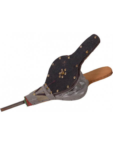 Soffietto a mantice artigianale  in legno, ferro e similpelle L43xPR15,5xH4,5 cm
