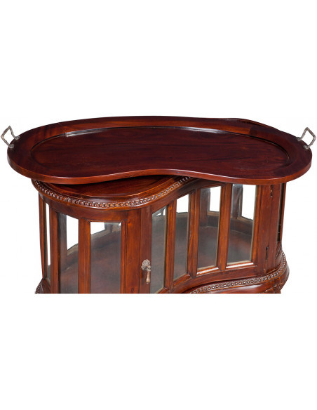 Tavolino bar in legno massello di mogano finitura noce 72x45x80 cm