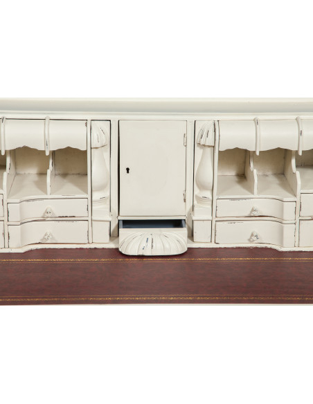 Secretária feminina em madeira maciça de mogno com acabamento branco antigo 103x64x105 cm