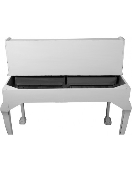 Secretária feminina em madeira maciça de mogno com acabamento branco antigo 103x64x105 cm