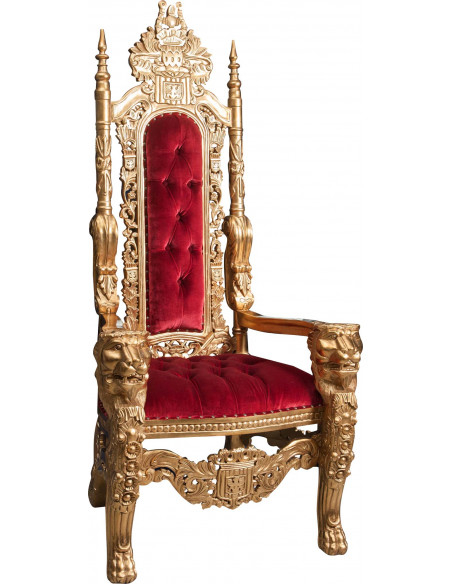 Trono em madeira maciça de mogno 88x70x180 cm