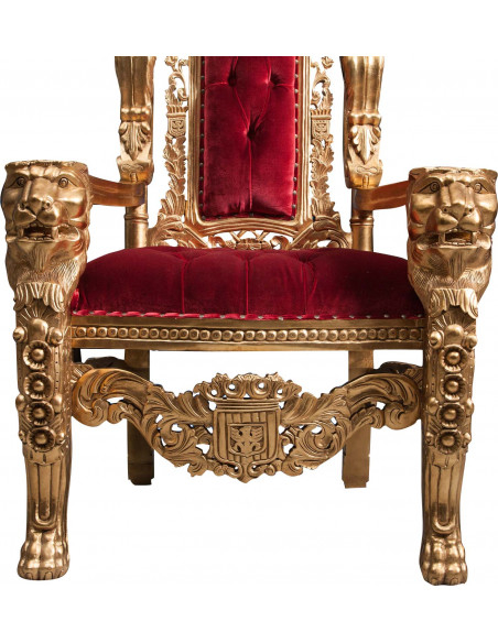 Trono em madeira maciça de mogno 88x70x180 cm
