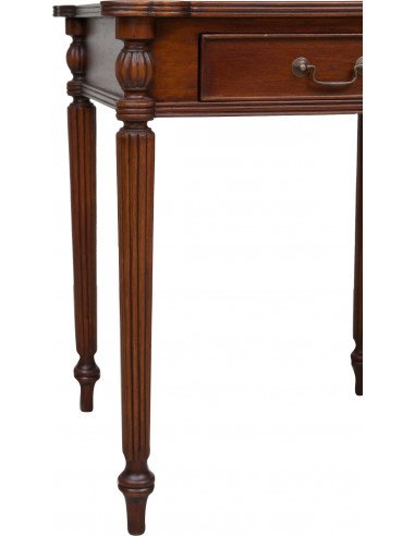 Schreibtisch aus massivem Mahagoniholz mit Nussholz Finish mit geraden