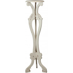 Alzatina portavaso in legno massello di mogano finitura bianca anticata 40x40x133 cm