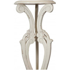 Suporte para vaso em madeira maciça de mogno com acabamento branco antigo 40x40x133 cm 2