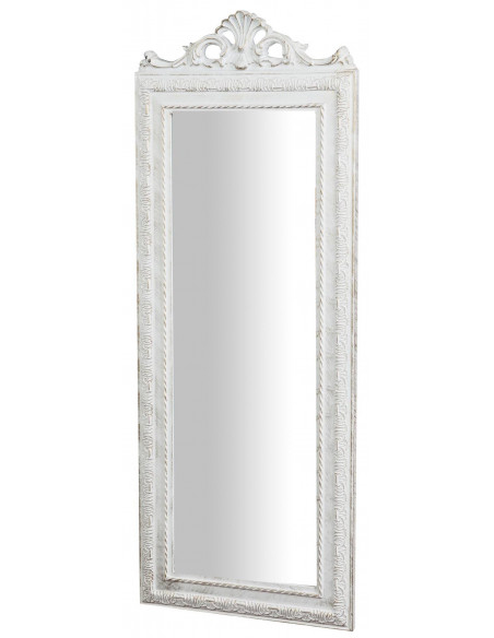 Espelho suspenso 35x2x90 cm acabamento branco antigo