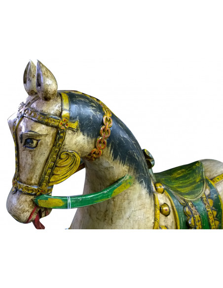 Cavallo con ruote in legno dipinto L45xPR151xH155 cm