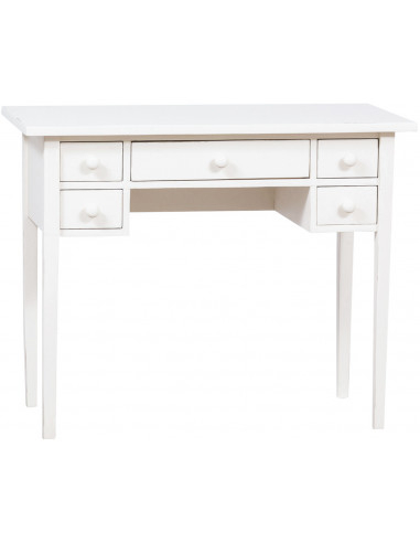 Writing desk in solid linden wood antique white finish - Biscottini.