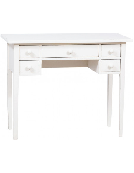 Writing desk in solid linden wood antique white finish - Biscottini.