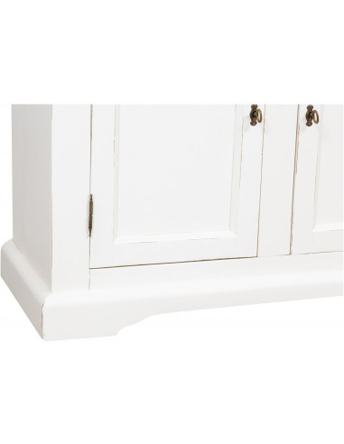 Credenza Country in legno massello di tiglio finitura bianca anticata 110x45x103 cm Credenza Country in legno massello di tiglio finitura bianca anticata 110x45x103 cm