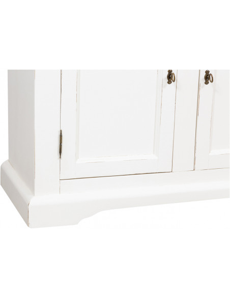 Credenza Country in legno massello di tiglio finitura bianca anticata 110x45x103 cm