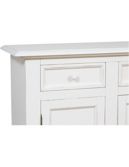 Credenza Country in legno massello di tiglio finitura bianca anticata 110x45x103 cm