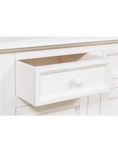 Aparador country em madeira maciça de limão com acabamento branco antigo 110x45x103 cm Aparador country em madeira maciça de limão com acabamento branco antigo 110x45x103 cm