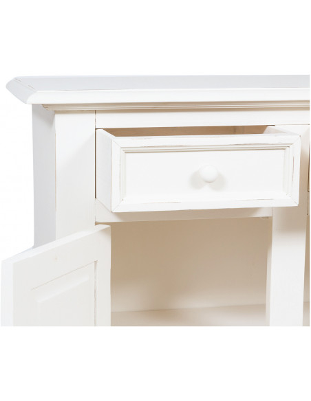 Credenza Country in legno massello di tiglio finitura bianca anticata 110x45x103 cm