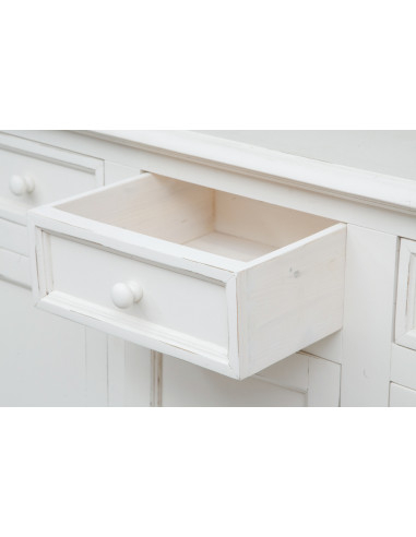 Credenza in legno massello di tiglio finitura bianca anticata 202x45x103 cm - Biscottini.it Credenza in legno massello di tiglio finitura bianca anticata 202x45x103 cm - Biscottini.it