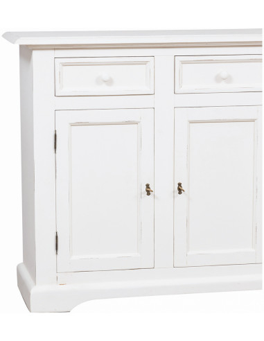 Credenza in legno massello di tiglio finitura bianca anticata: foto vista particolare - Biscottini.it Credenza in legno massello di tiglio finitura bianca anticata: foto vista particolare - Biscottini.it