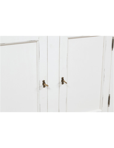 Credenza in legno massello di tiglio finitura bianca anticata:foto particolare ante con serratura - Biscottini.it Credenza in legno massello di tiglio finitura bianca anticata:foto particolare ante con serratura - Biscottini.it