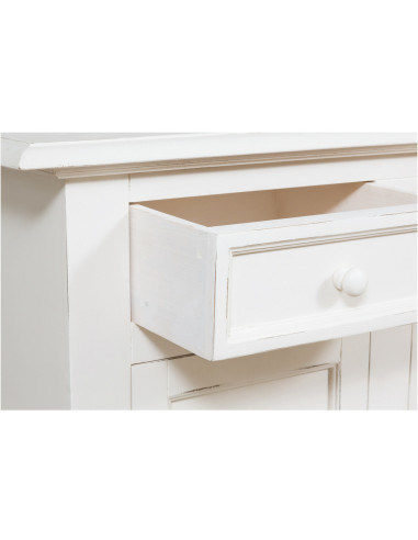 Credenza in legno massello di tiglio finitura bianca anticata:foto cassetto incastri a coda di rondine - Biscottini.it Credenza in legno massello di tiglio finitura bianca anticata:foto cassetto incastri a coda di rondine - Biscottini.it