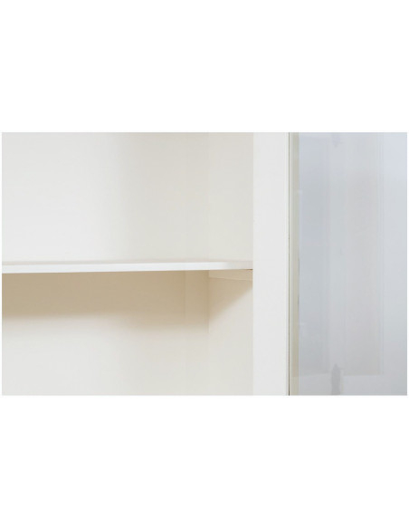 Aparador vitrine em madeira maciça de limão com acabamento branco antigo 107x43x238 cm