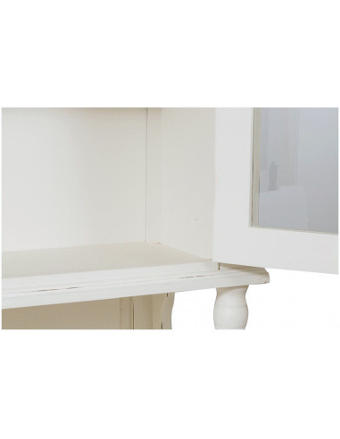 Vetrina credenza in legno massello di tiglio finitura bianca anticata 107x43x238 cm Vetrina credenza in legno massello di tiglio finitura bianca anticata 107x43x238 cm