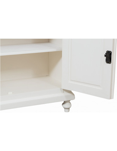 Vetrina credenza in legno massello di tiglio finitura bianca anticata 107x43x238 cm Vetrina credenza in legno massello di tiglio finitura bianca anticata 107x43x238 cm