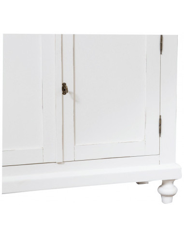 Vetrina credenza in legno massello di tiglio finitura bianca anticata 107x43x238 cm Vetrina credenza in legno massello di tiglio finitura bianca anticata 107x43x238 cm