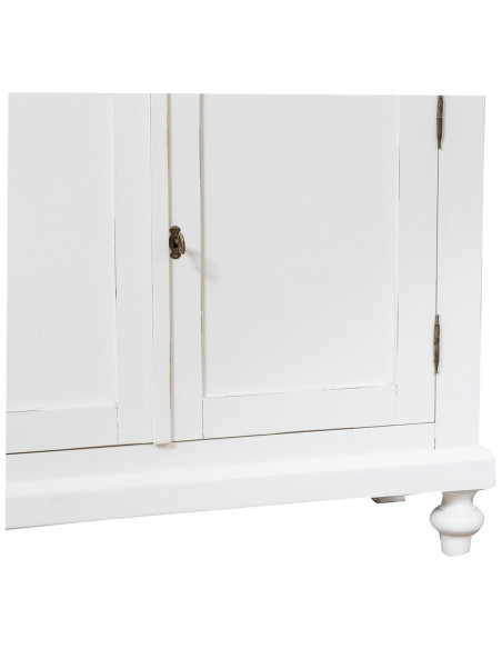 Aparador vitrine em madeira maciça de limão com acabamento branco antigo 107x43x238 cm