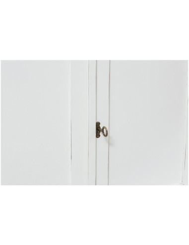 Vetrina credenza in legno massello di tiglio finitura bianca anticata 107x43x238 cm Vetrina credenza in legno massello di tiglio finitura bianca anticata 107x43x238 cm