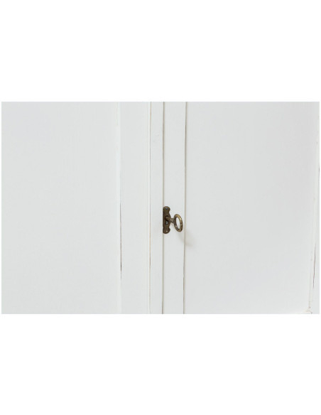 Aparador vitrine em madeira maciça de limão com acabamento branco antigo 107x43x238 cm