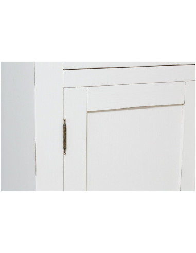 Vetrina credenza in legno massello di tiglio finitura bianca anticata 107x43x238 cm Vetrina credenza in legno massello di tiglio finitura bianca anticata 107x43x238 cm