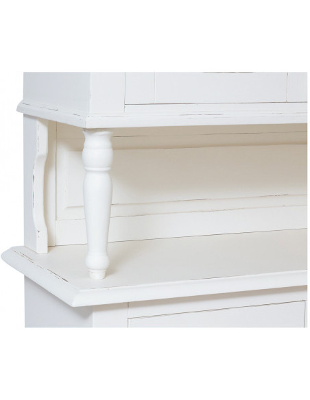 Aparador vitrine em madeira maciça de limão com acabamento branco antigo 107x43x238 cm