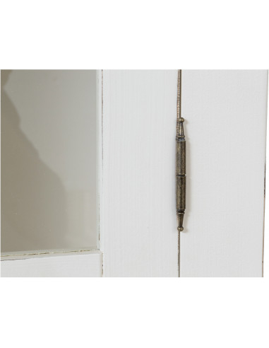 Vetrina credenza in legno massello di tiglio finitura bianca anticata 107x43x238 cm Vetrina credenza in legno massello di tiglio finitura bianca anticata 107x43x238 cm