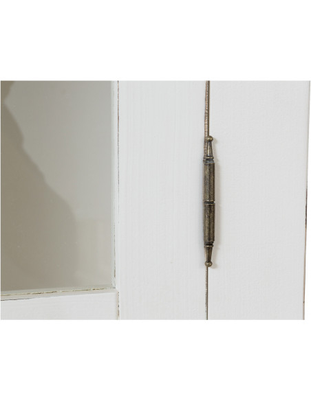 Aparador vitrine em madeira maciça de limão com acabamento branco antigo 107x43x238 cm