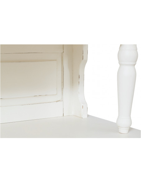 Aparador vitrine em madeira maciça de limão com acabamento branco antigo 107x43x238 cm