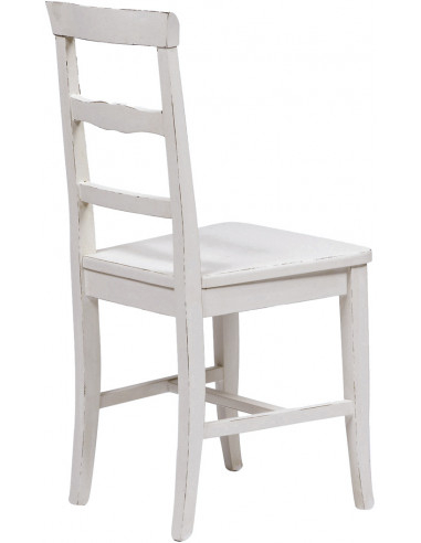 Sedia Country con struttura in faggio e seduta in legno massello di tiglio finitura bianca anticata L45xPR43xH92 cm Sedia Country con struttura in faggio e seduta in legno massello di tiglio finitura bianca anticata L45xPR43xH92 cm