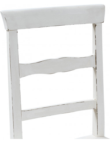 Sedia Country con struttura in faggio e seduta in legno massello di tiglio finitura bianca anticata L45xPR43xH92 cm Sedia Country con struttura in faggio e seduta in legno massello di tiglio finitura bianca anticata L45xPR43xH92 cm