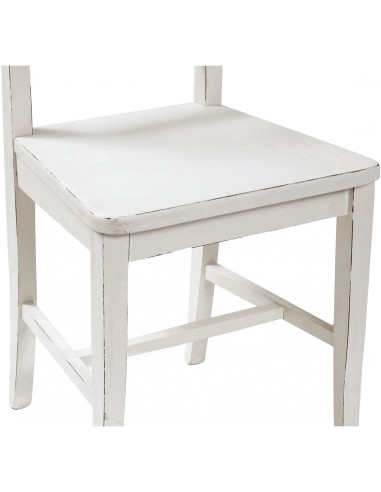 Sedia Country con struttura in faggio e seduta in legno massello di tiglio finitura bianca anticata L45xPR43xH92 cm Sedia Country con struttura in faggio e seduta in legno massello di tiglio finitura bianca anticata L45xPR43xH92 cm