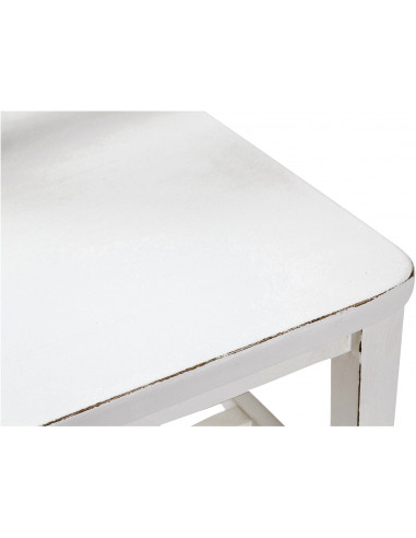 Sedia Country con struttura in faggio e seduta in legno massello di tiglio finitura bianca anticata L45xPR43xH92 cm Sedia Country con struttura in faggio e seduta in legno massello di tiglio finitura bianca anticata L45xPR43xH92 cm