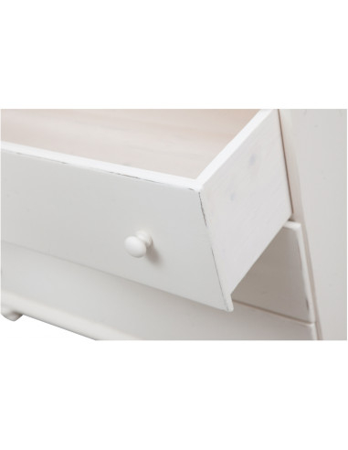 Cômoda country em madeira maciça de limão, acabamento branco antigo 114x49x99 cm Cômoda country em madeira maciça de limão, acabamento branco antigo 114x49x99 cm