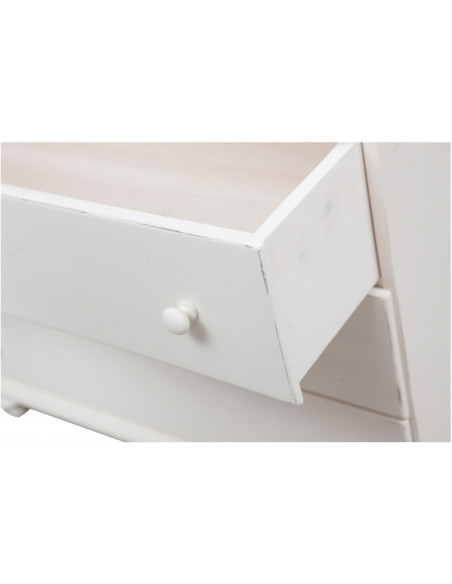 Cômoda country em madeira maciça de limão, acabamento branco antigo 114x49x99 cm